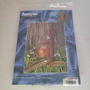 Vtg 2004 Janlynn Needlepoint kit Watering Pump & Bucket Garden 12 x 16" 004-0783